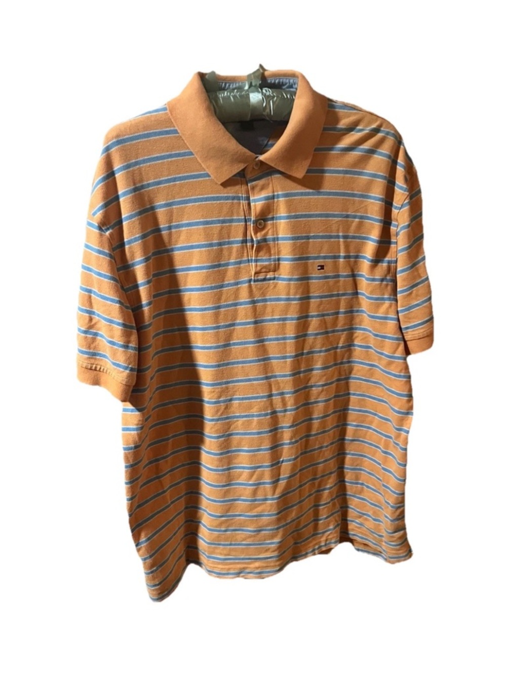 Vintage Tommy Hilfiger orange and Blue Striped Polo Men’s SZ XL chest 44
